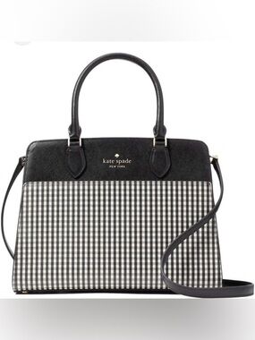 kate spade Madison Jazzy Black & White Gingham Tote Satchel crossbody bag